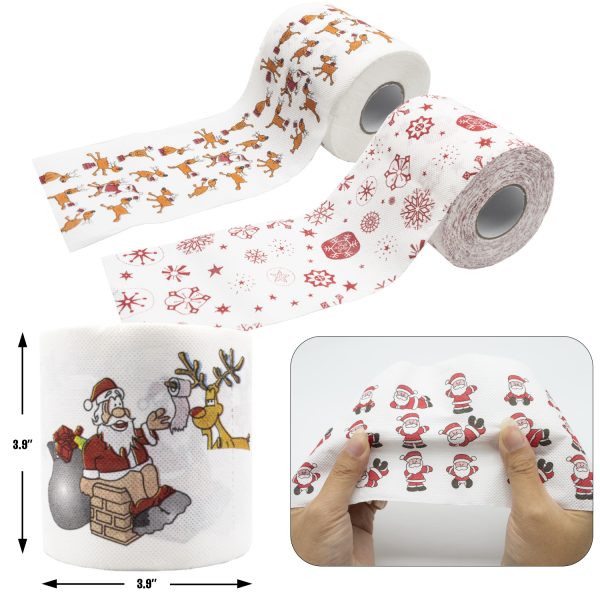 Snow Flakes 1 Roll Christmas Toilet Paper Roll Tissue Napkin Santa Tree Pattern for Xmas Holiday Party Supplies Bathroom Decoration - Image 2