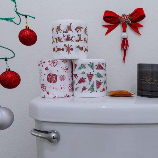 Snow Flakes 1 Roll Christmas Toilet Paper Roll Tissue Napkin Santa Tree Pattern for Xmas Holiday Party Supplies Bathroom Decoration - Image 5