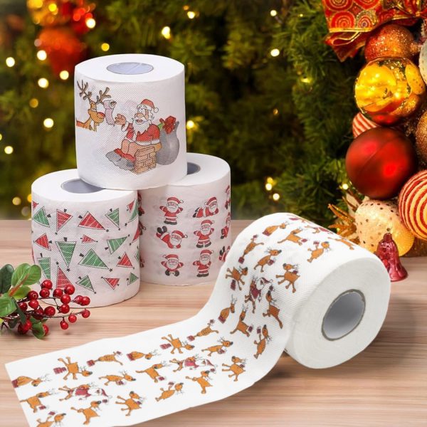 Snow Flakes 1 Roll Christmas Toilet Paper Roll Tissue Napkin Santa Tree Pattern for Xmas Holiday Party Supplies Bathroom Decoration - Image 6